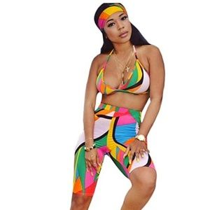 3 piece spandex shorts set